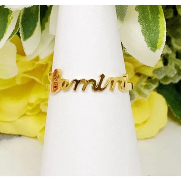 Gemini Zodiac Scripted Stacking Layering Ring - Picture 1 of 6